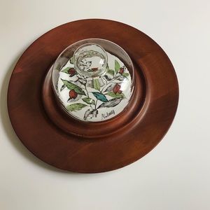 Wood and Ceramic Board with Glass Dome